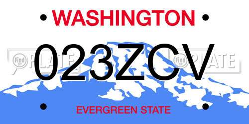 023ZCV Washington License Plate