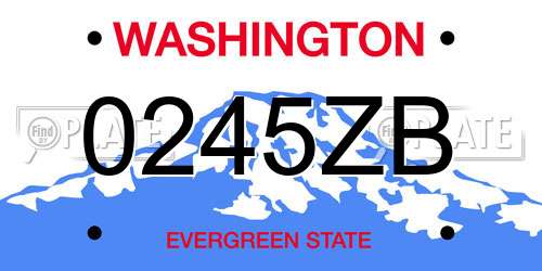 0245ZB Washington License Plate