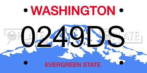 0249DS Washington License Plate