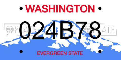 024B78 Washington License Plate