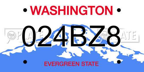 024BZ8 Washington License Plate