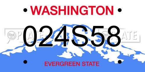 024S58 Washington License Plate