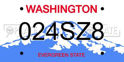 024SZ8 Washington License Plate