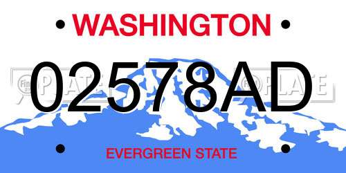 02578AD Washington License Plate
