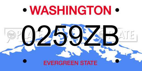 0259ZB Washington License Plate
