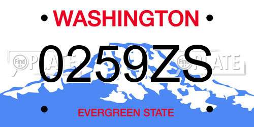 0259ZS Washington License Plate