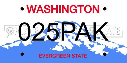025PAK Washington License Plate