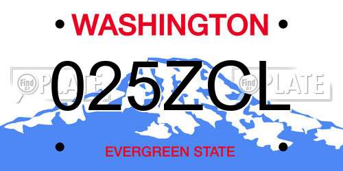 025ZCL Washington License Plate