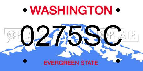 0275SC Washington License Plate