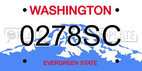 0278SC Washington License Plate