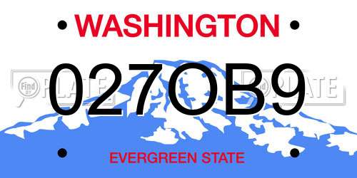 027OB9 Washington License Plate