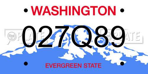 027Q89 Washington License Plate