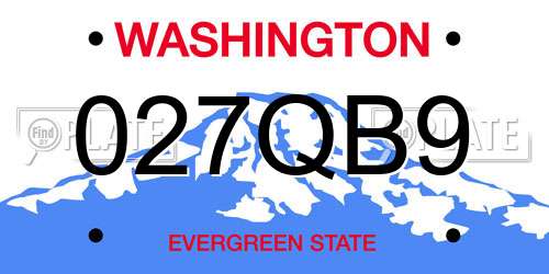 027QB9 Washington License Plate