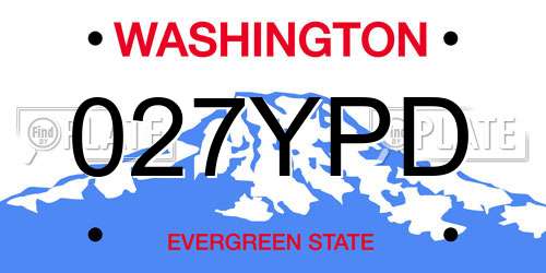 027YPD Washington License Plate