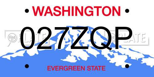 027ZQP Washington License Plate