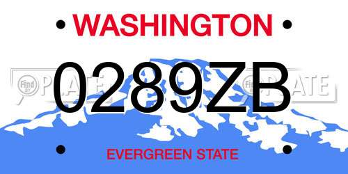 0289ZB Washington License Plate