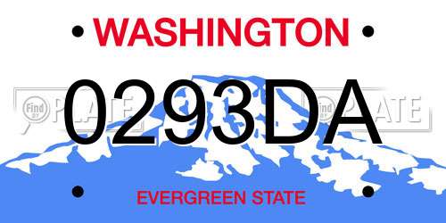 0293DA Washington License Plate