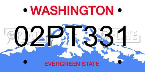 02PT331 Washington License Plate