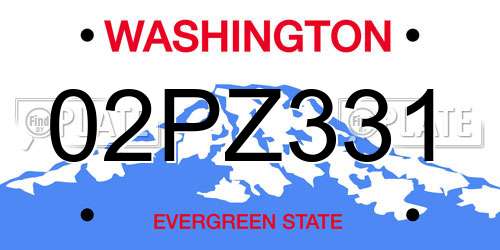 02PZ331 Washington License Plate