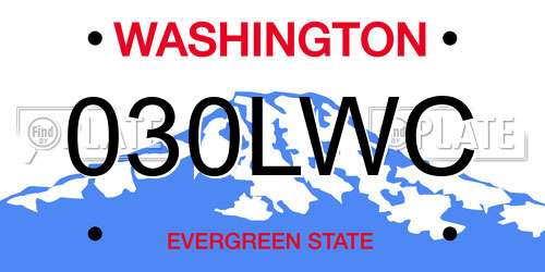 030LWC Washington License Plate