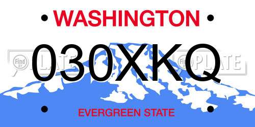 030XKQ Washington License Plate