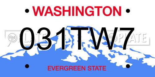031TW7 Washington License Plate