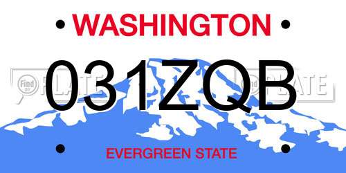 031ZQB Washington License Plate