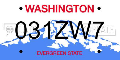 031ZW7 Washington License Plate