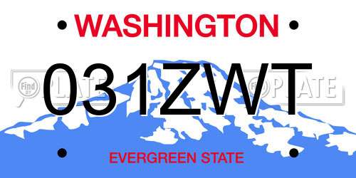 031ZWT Washington License Plate