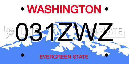 031ZWZ Washington License Plate