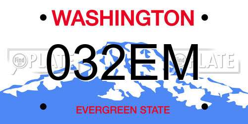 032EM Washington License Plate