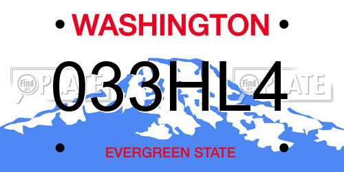 033HL4 Washington License Plate