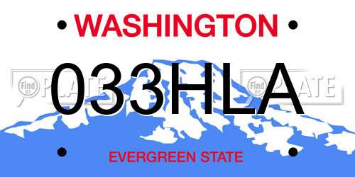 033HLA Washington License Plate