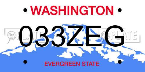 033ZEG Washington License Plate