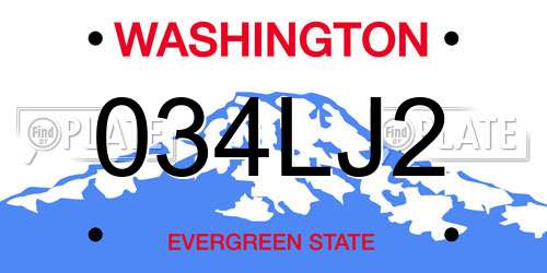 034LJ2 Washington License Plate