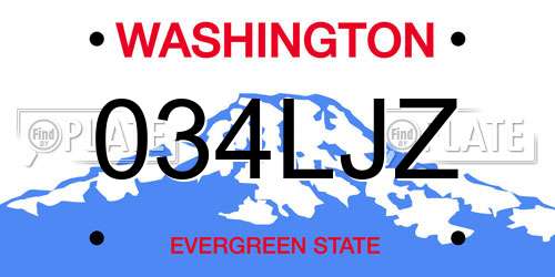 034LJZ Washington License Plate
