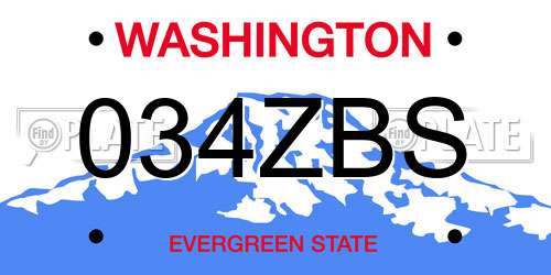 034ZBS Washington License Plate