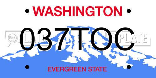 037TOC Washington License Plate
