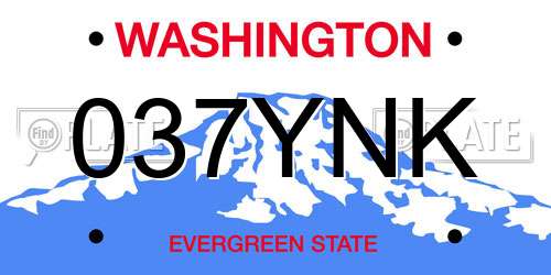 037YNK Washington License Plate