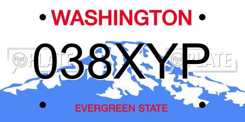 038XYP Washington License Plate