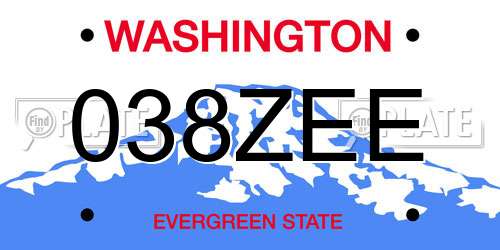 038ZEE Washington License Plate