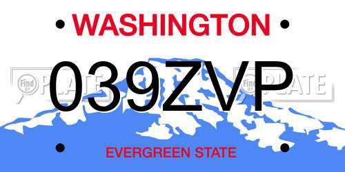 039ZVP Washington License Plate