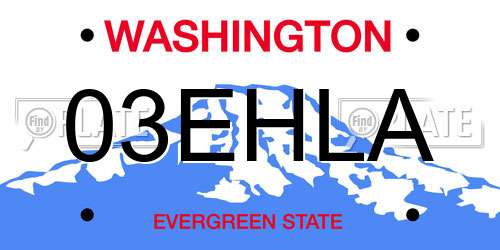 03EHLA Washington License Plate
