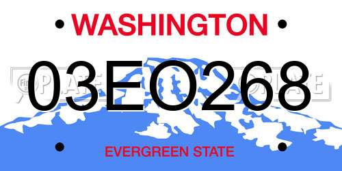 03EO268 Washington License Plate