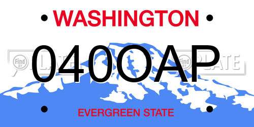 040OAP Washington License Plate