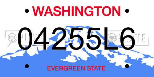 04255L6 Washington License Plate