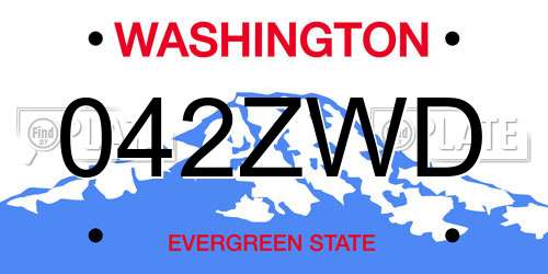 042ZWD Washington License Plate