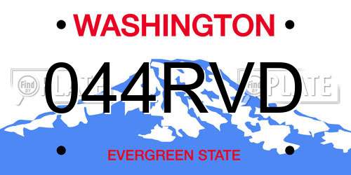 044RVD Washington License Plate