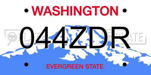044ZDR Washington License Plate