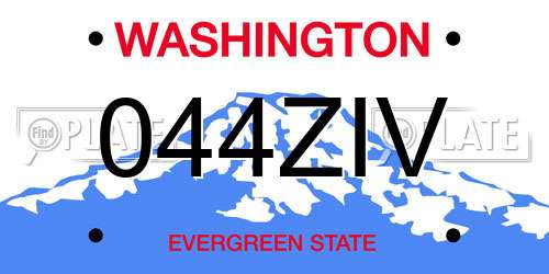 044ZIV Washington License Plate